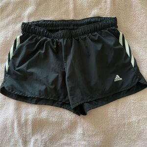 Adidas Women's Black Athletic Shorts with White Stripes